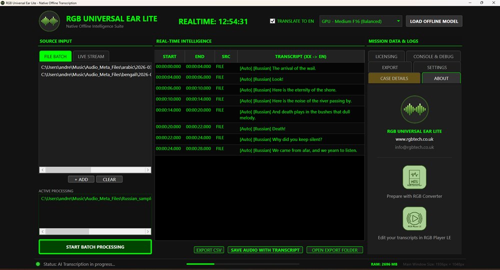 RGB Universal Ear lite screenshot from Microsoft Store